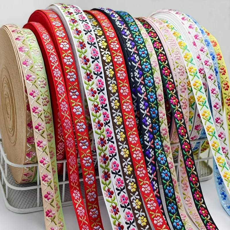 200 Stile Flora Design (Teil) 5 Yards 1/2“ 9MM ~ 12MM bestickte Jacquardbänder Dekoration für Haustierhalsbänder Kleidung Nähen – Detail 2