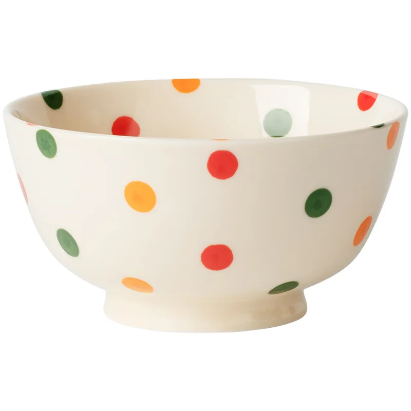 Vintage Polka Dot Bowls Plates Tableware High Aesthetic Value Ceramic Soup Bowls Plates Chopsticks Set
