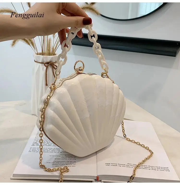 Shell Shape Party Clutch Bag Evening Bag Crossbody Women Shoulder Chain Chic Purses Handbags