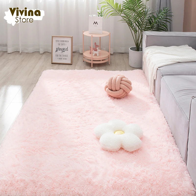 Fluffy Floor Mat Carpets For Bedroom White Plush Carpet Nordic Style For Kids Room Coffee Table Rug Cute Room Decor Soft Shaggy