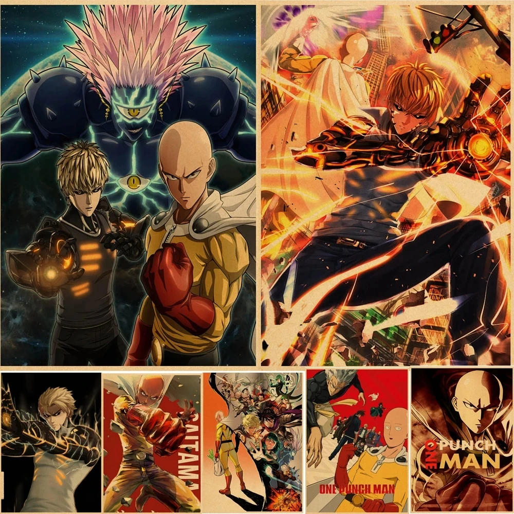

Kawaii Poster Paintings Japanese Anime Kraft Paper One Punch Man Wall Art Prints Vintage Home Decor Birthday Present Kids Room
