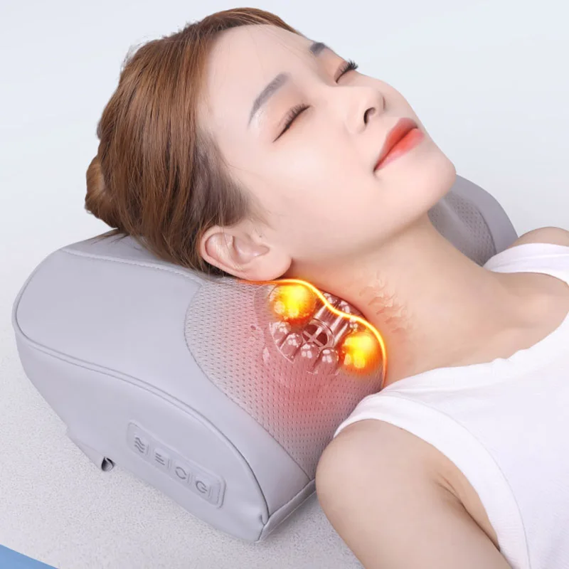목 마사지 베개, 다기능 플러그인 마사지 패드, 목 어깨 및 등 온열 전기 목 마사지 차량