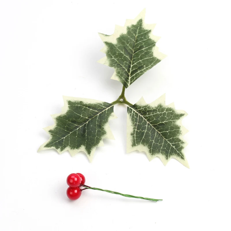 (10 Pcs/pack) 13cm Leaf Berry Christmas Berries Artificial Fruit New Year Decoration Christmas Tree Party Wreath Accessories