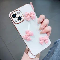 Luxury Plating 3D Butterfly Silicone Case - Cute Protective Cover for Honor X6A 4G (6D White)