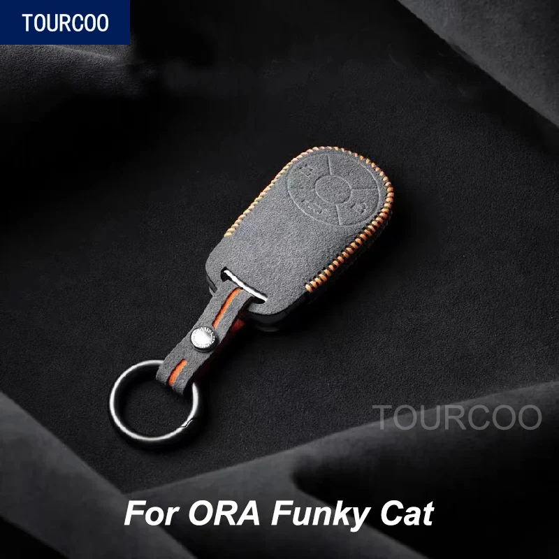 

For ORA Funky Cat Alcantara Suede Key Case Cover Key Protective Bag Car Modified Accessories