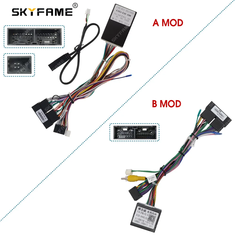 SKYFAME 16Pin Car Wiring Harness Adapter Canbus Box Decoder Android Radio Power Cable For Dongfeng Fengxing Joyear X5