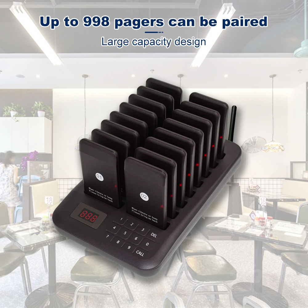 Restaurant Pager Pagers Wireless Caller Buzzer Church Beeper Bell Calling System Cafe 16 Coasters Bar Fast Food Truck Bars Hotel