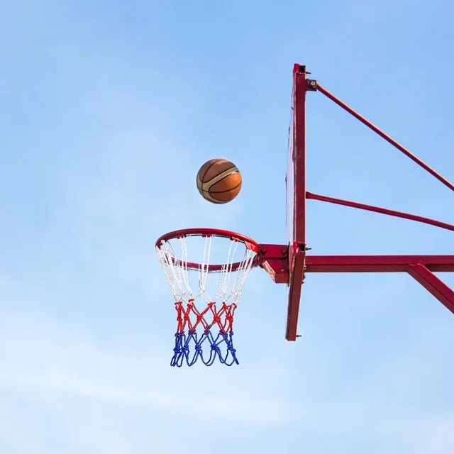 2 Reti Da Basket Sostitutive - Nylon Resistente, Colori Blu/Rosso/Bianco, Per Interno Ed Esterno