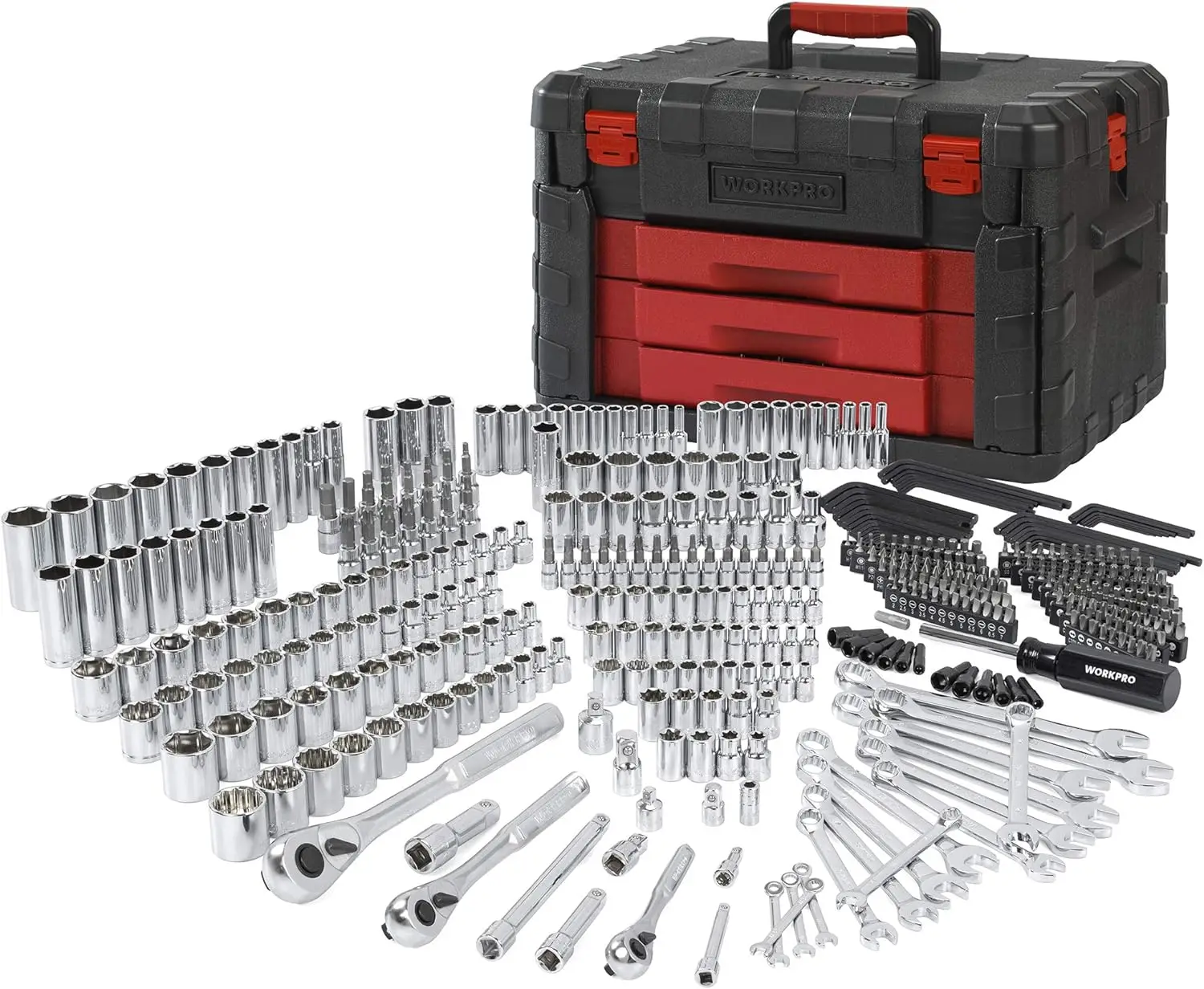 

WORKPRO 450-Piece Mechanics Tool Set, Universal Professional Tool Kit with Heavy Duty Case Box