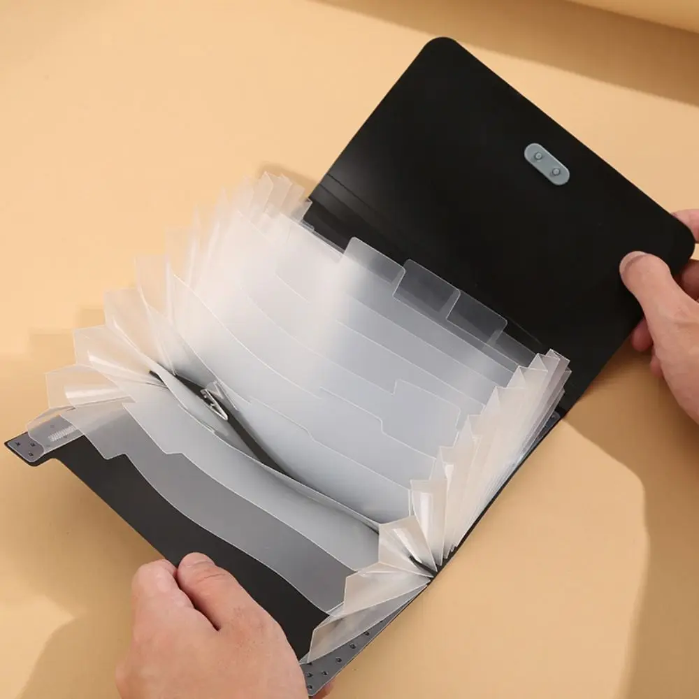 Portable Stripe Rainbow Organ Bag 13-grid Wear-resistant A6 File Storage Bag Large-capacity Spring Rope Bill Package