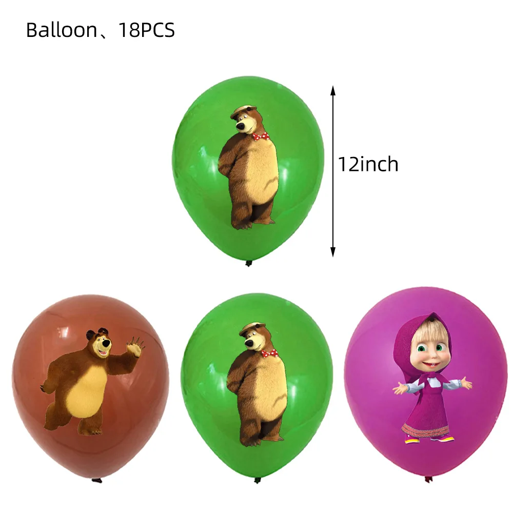 Mascha und der Bär Geburtstagsparty Dekorationsset Mädchen Mascha und Michka Geburtstagsteller Servietten Ballon Hintergrund Dekoration Zubehör – Detail 29