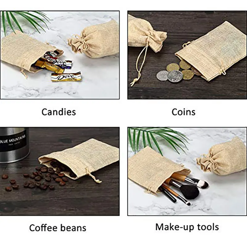 5/10Pcs Burlap Gift Bags with Drawstring Jute Bags Linen Sacks Storage Bags Burlap Bag for Wedding Favors Party Jewelry Pouches