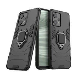 Enhanced Shockproof Armor Back Cover with Metal Ring Holder - Realme 9 5G (EU) (Black)