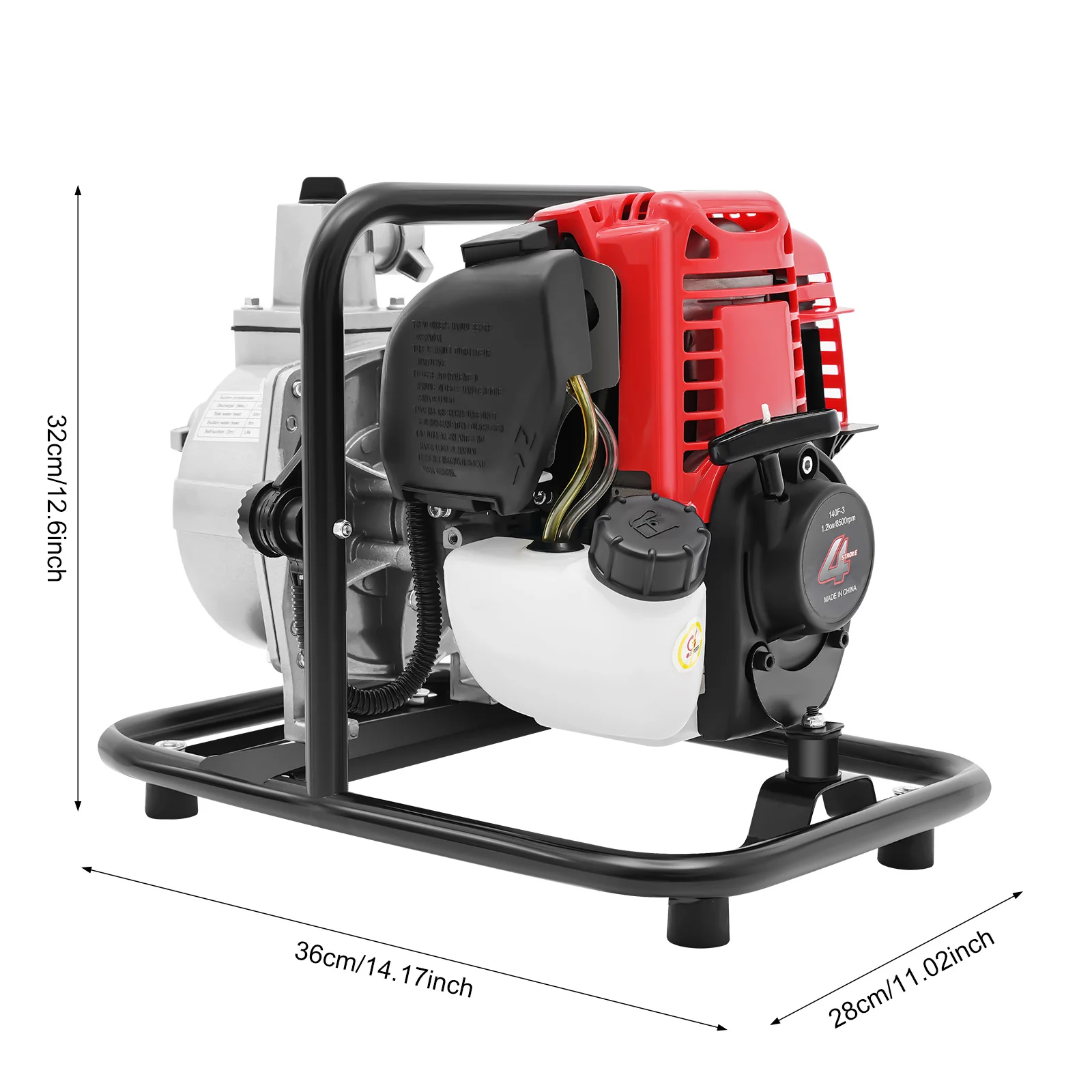 Benzin-Wasserpumpe 38cc 1,2KW 4-Takt Benzinbetriebene Wasserpumpe für Landwirtschaftliche Bewässerung Entwässerung Feuerwehr-Rettung – Detail 12