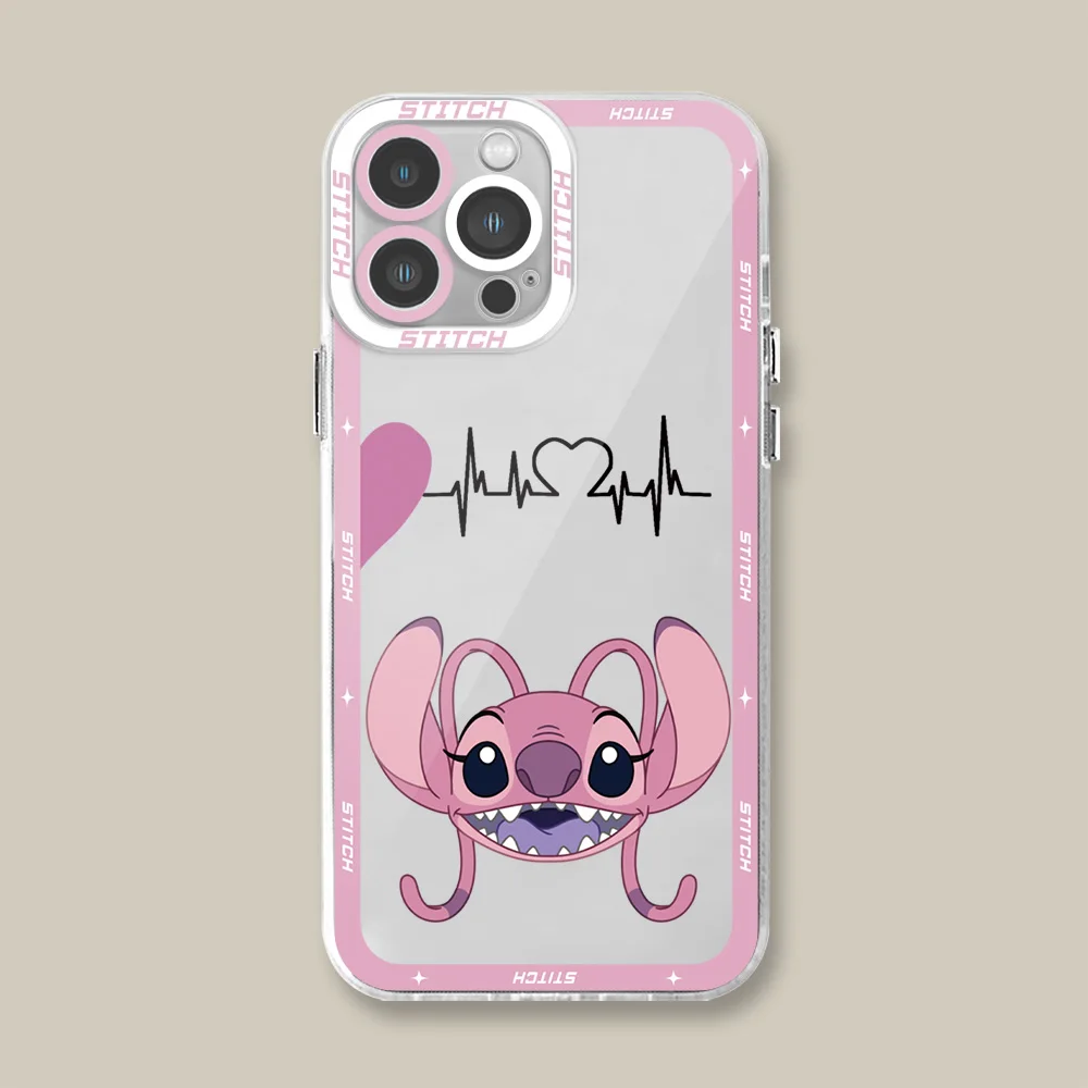 thumbnail image 1 of Funda de teléfono de dibujos animados de Disney Stitch para Apple iPhone 13 14 16 Pro Max XS SE XR 15 11 Pro 12 Mini X 8 Plus, funda suave transparente, 1 of 5