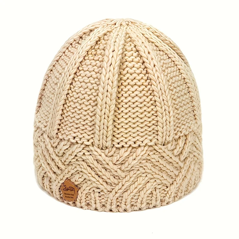 Frauen Solide Strick Beanies Caps Winter Warme Kaschmir Wolle Skullies Beanies Weibliche Dicke Gestrickte Hüte Herbst Winter Warme Kappe – Detail 11