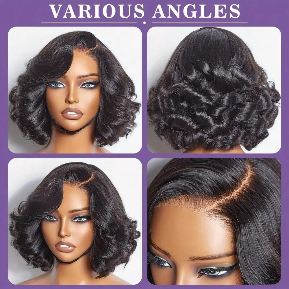 16 Inch 13x4 Body Wave Lace Front Human Hair Bob Wig Pre Plucked Wear and Go Short Wave Human Hair Wig for Women 5