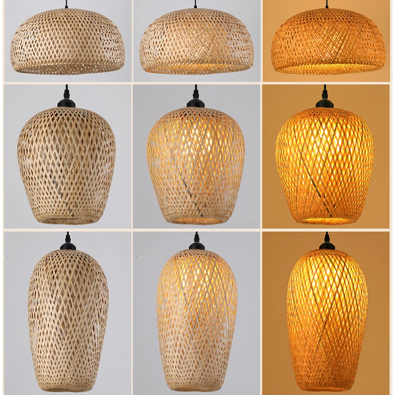 Bamboo Pendant Lamp Hand Knitted Chinese Style Weaving Hanging Lamps 18/19/30cm Restaurant Home Decor Lighting Fixtures home depot pendant lights