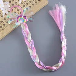 Kids Rainbow Rose Braid Wig with Mermaid Hair Tie Accessories (Braid05)