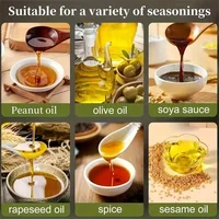 Pulvérisateur d'huile pour la cuisine de 470 ml, distributeur d'huile d'olive 2 en 1 et flacon pulvérisateur d'huile, vaporisateur d'huile avec autocollants, flacon pulvérisateur en verre épais 6