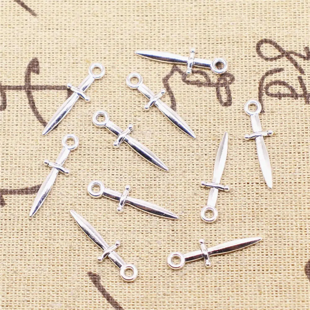 

30pcs Antique Silver Color 8x24mm Sword Charms Handmade Jewerly Diy