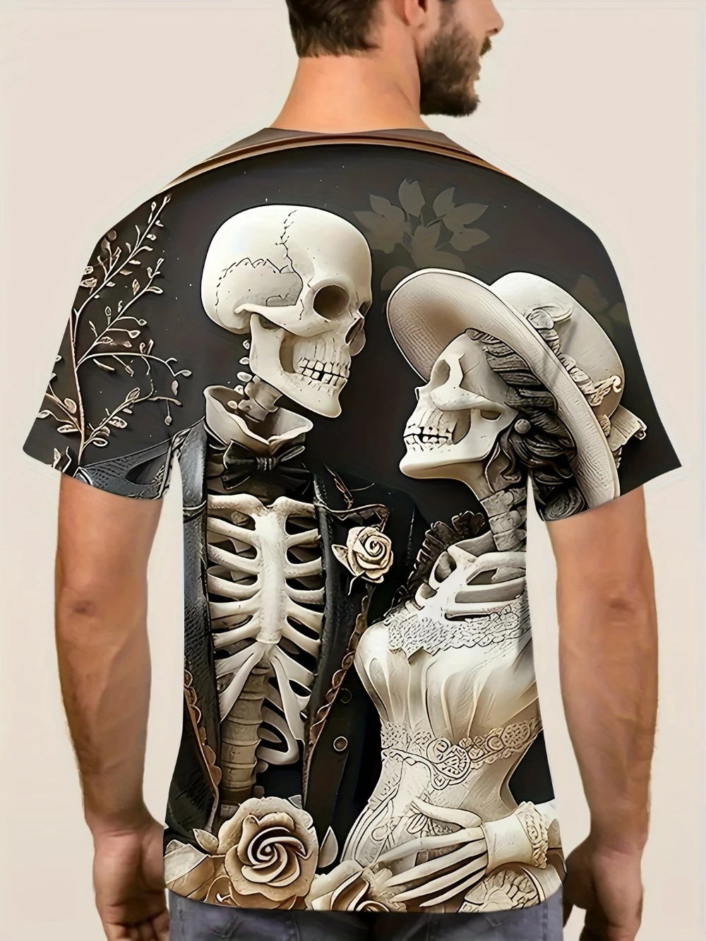 남성용 3d 패턴 크루 넥 티셔츠 고딕 스타일 로맨틱 판타지 할로윈 데일리웨어 땀 흡수 크루 넥 반팔