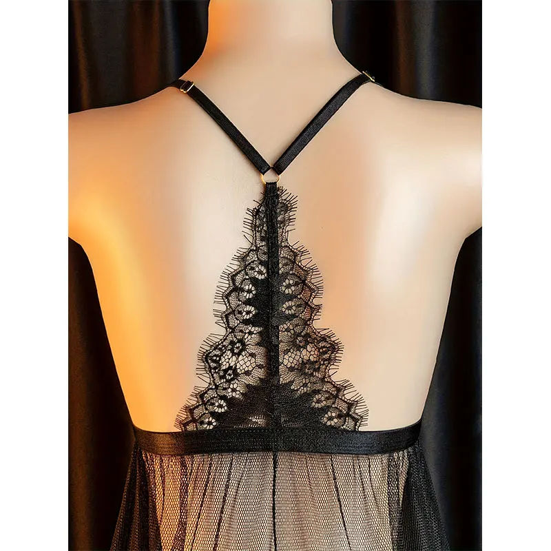 Model Wearing Suspender Lingerie