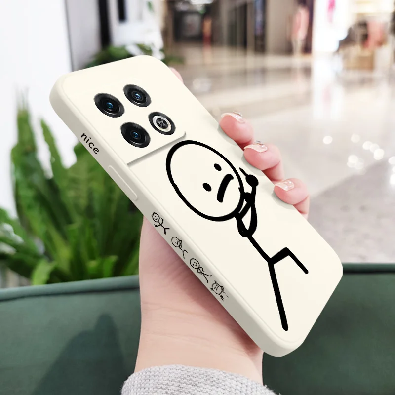 Chic Cartoon Line Art Liquid Silicone Phone Case