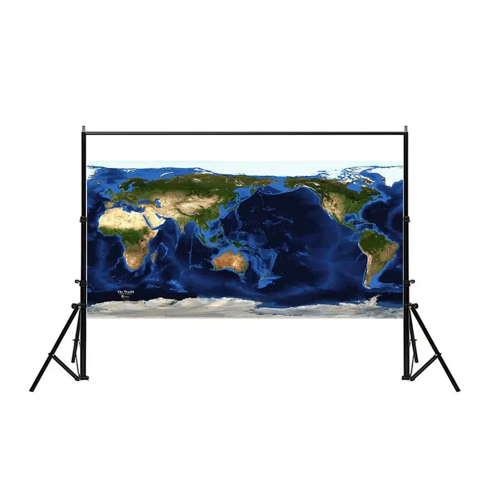 Satellite Map of The World Topography And Bathymetry Non-woven Spray Painting Map 150x225cm