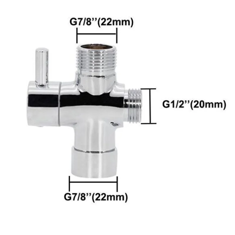 Male G1/2" G 3/4" female Water Diverter 3way Faucet T Adapter Chrome Plated Bathroom toilet Shower filling valves Accessories shower head diverter valve plumbing pipe fittings