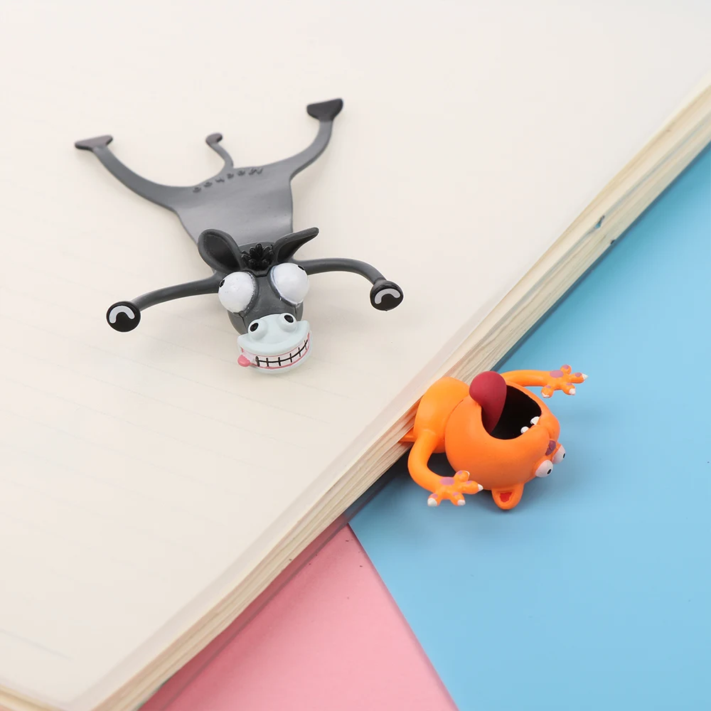 PVC Cartoon Animal Style Bookmarks Creative 3D Stereo Book Markers Original Funny Cat Bookmarks School Supplies Stationery