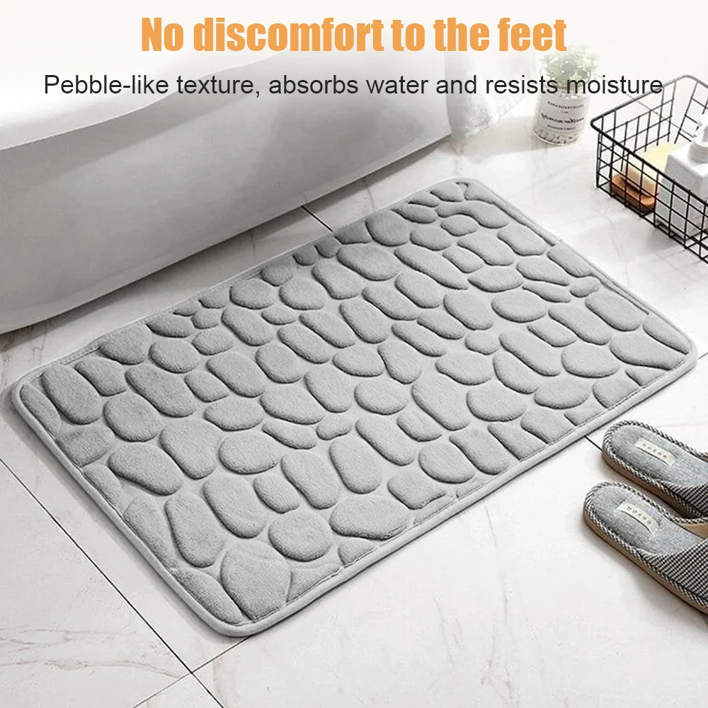 Bathroom Mat Set, Pebble Embossed Decorative Bathtub Mat, Comfortable Quick Dry U-Shaped Toilet Mat, Quick-Dry Non-Slip Mat