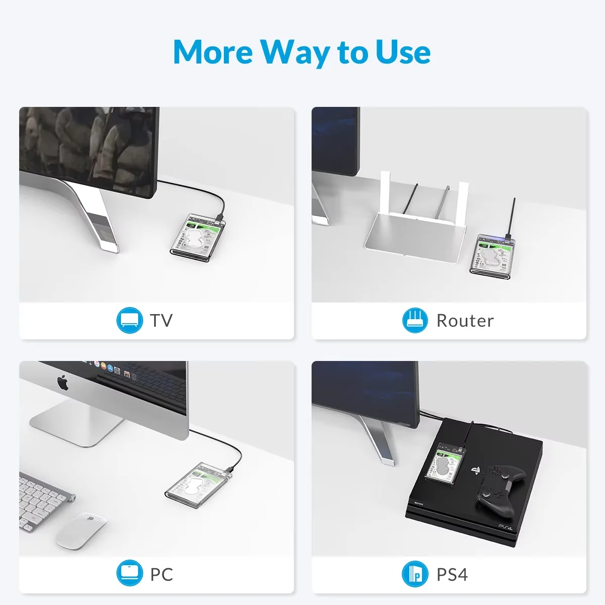 ORICO USB3.0 Type-C External Hard Drive Enclosure - 5Gbps UASP Tool-Free Design