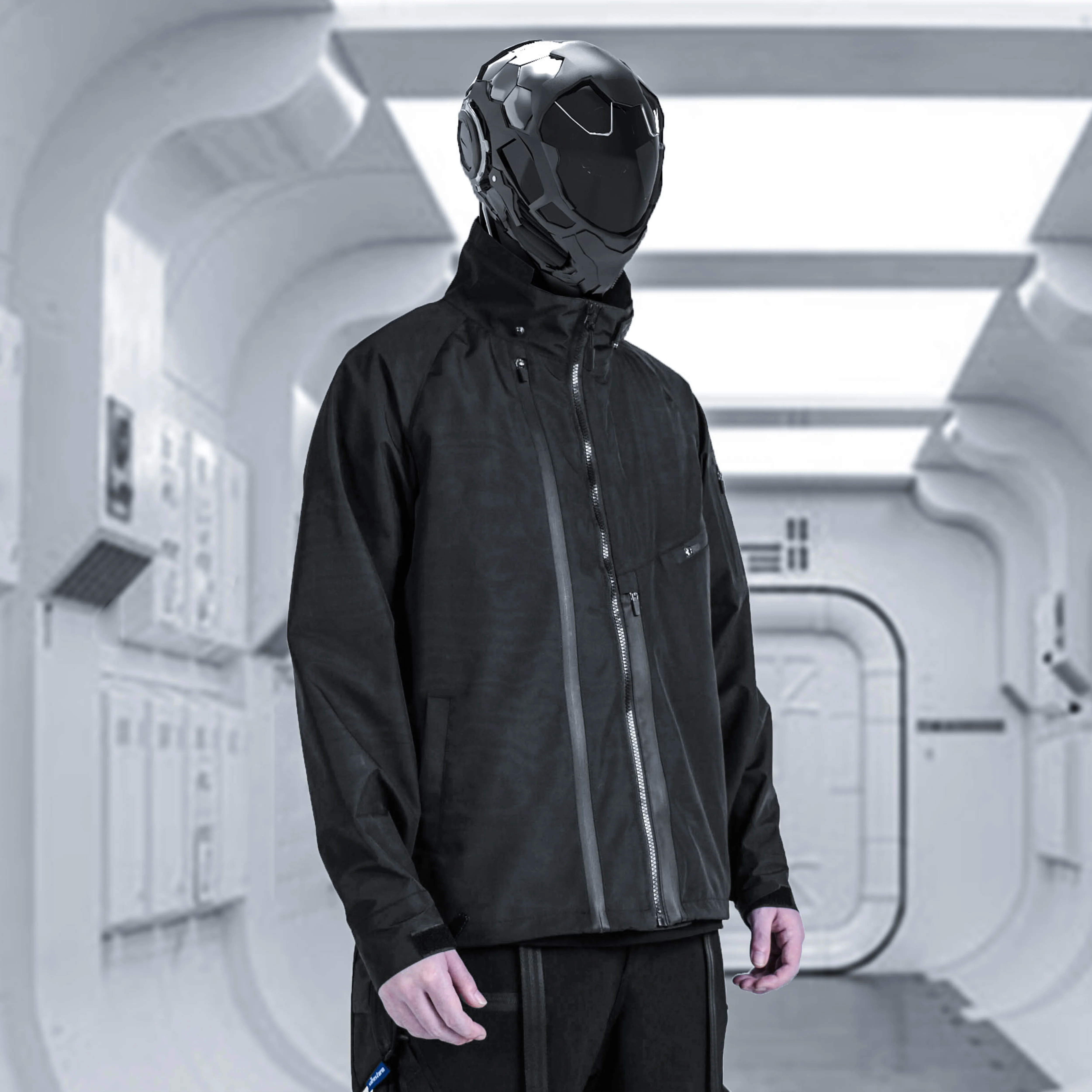 【eVent】TECH HOODED JACKET サイズ 2 Techwear Futuristic Short Sleeve Hooded Jacket – Techwear