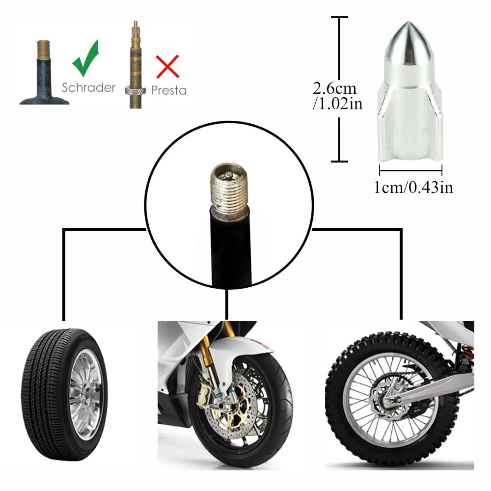 Tappi Valvole Pneumatici General - Alluminio Per Auto E Moto