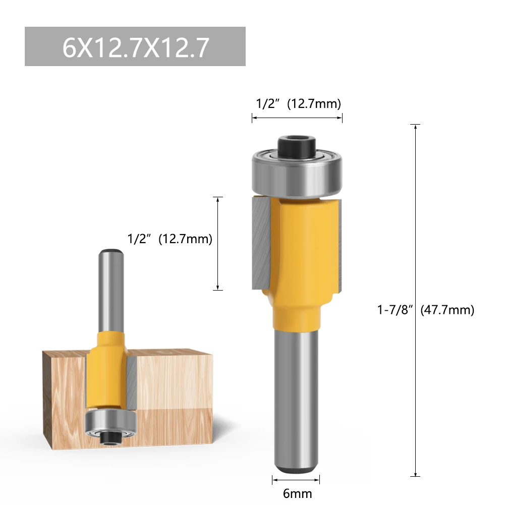 Surface Frees Cutter 1/4 6 mm schacht dragende flush trimmen cutter bits for hout rechte bits wolfraam houtbewerking bed mes cutter gereedschap