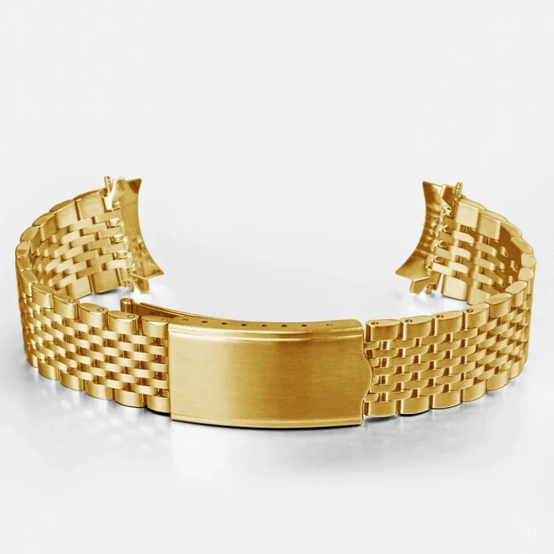 Stainless Steel Curved End Watch Strap - Business Replacement Bracelet