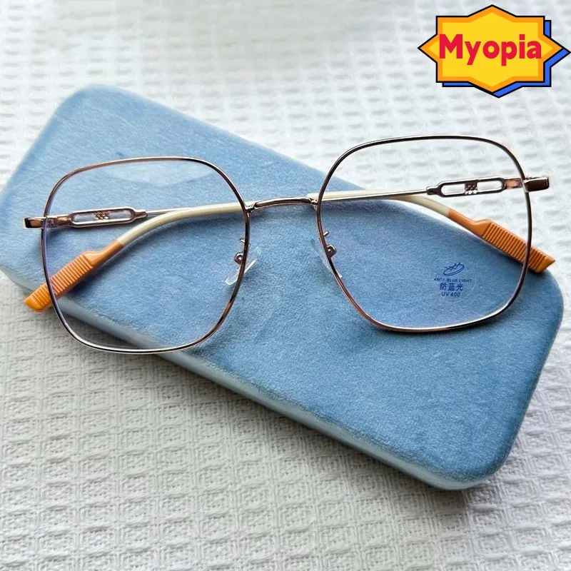 

Fashion Blue Light Blocking Myopia Women New Eyeglasses Oversize Frame Minus Diopter Glasses Vintage Optical Computer Eyewear