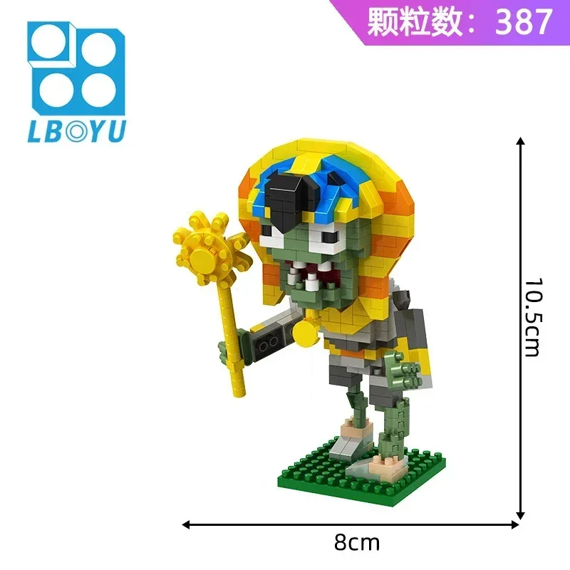 Cartoon Mini Building Block Set: Peashooter, Sunflower & Chomper Toy Collection