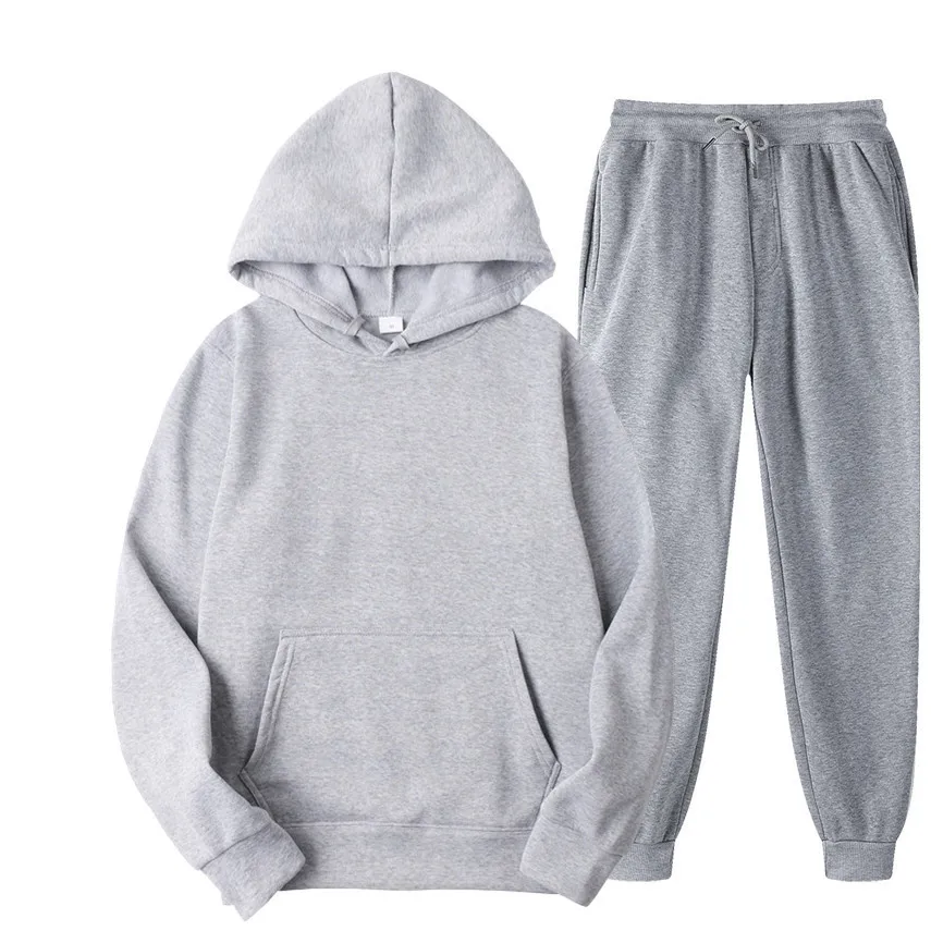Sports Suit New Men's And Women's Sportswear Hoodie Casual Solid Color Thick Pullover And Pants Two-piece Set Autumn Winter Jogging Suit