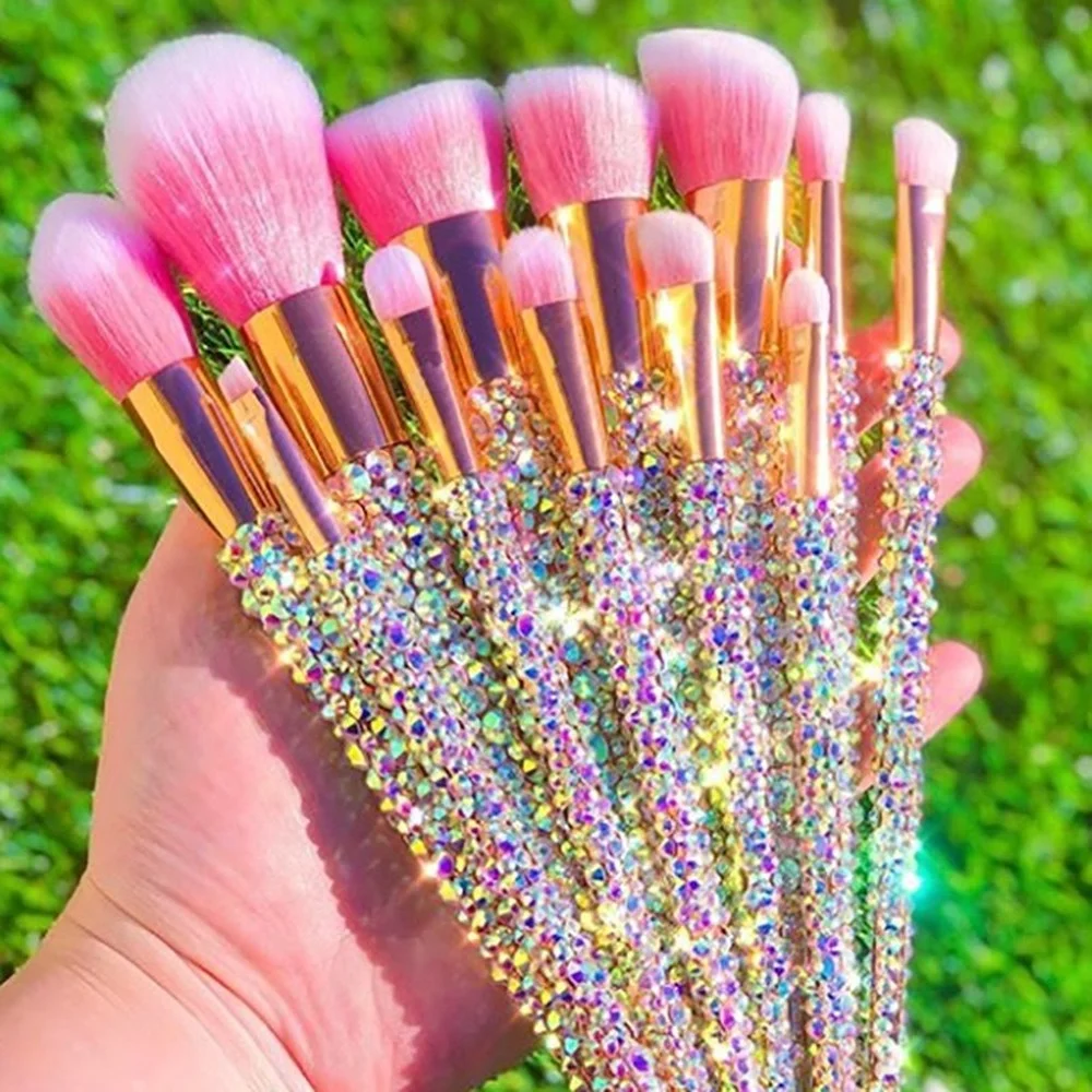 12pcs/set Diamond-studded Makeup Brushes Gems Makeup Beauty