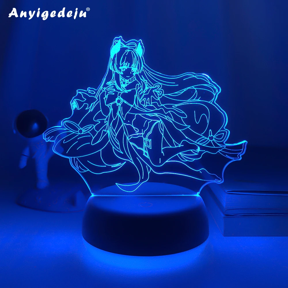 

3d Светодиодная лампа Genshin Impact Sangonomiya Kokomi для детской спальни, декор для детей, подарок на день рождения, светодиодный ночсветильник для игры Genshin Impact