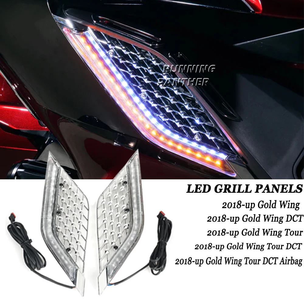 

Motorcycle LED Light Radiator Grill Panels Decorative Light Lamp For Honda Goldwing Gold Wing GL1800 Tour DCT Airbag 2018-2023