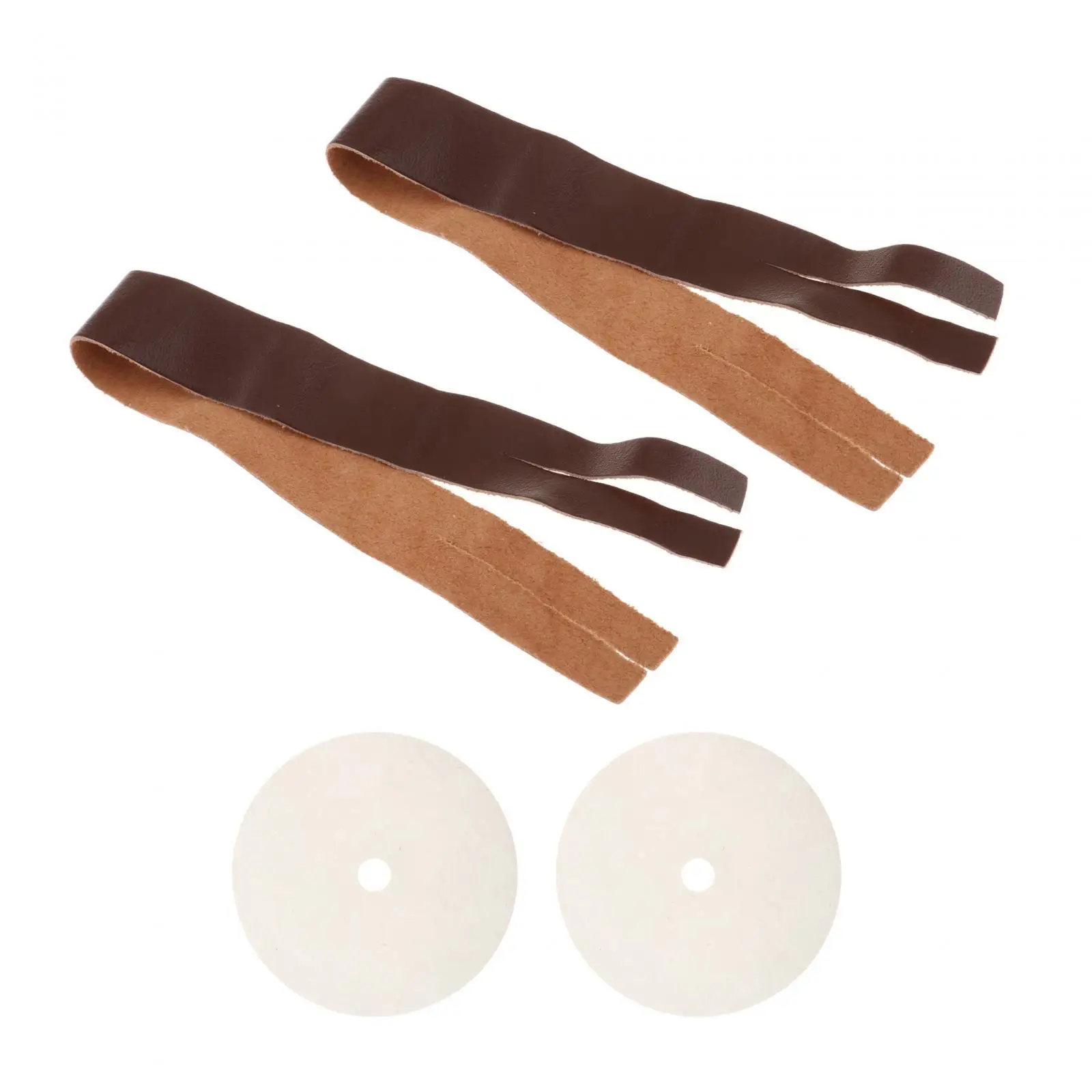 2 Pieces Cymbal Straps with Pads PU Leather Wristbands Musical Instrument Accessory Replacement Strips for Band Practice