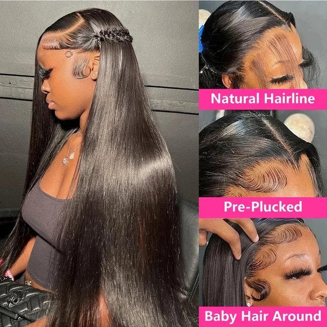 HD 360 Full Lace Wig Human Hair Pre plucked HD Lace Wig 13x6 Human Hair Wigs 36 inch Bone Straight Lace Frontal Wig For Women 5