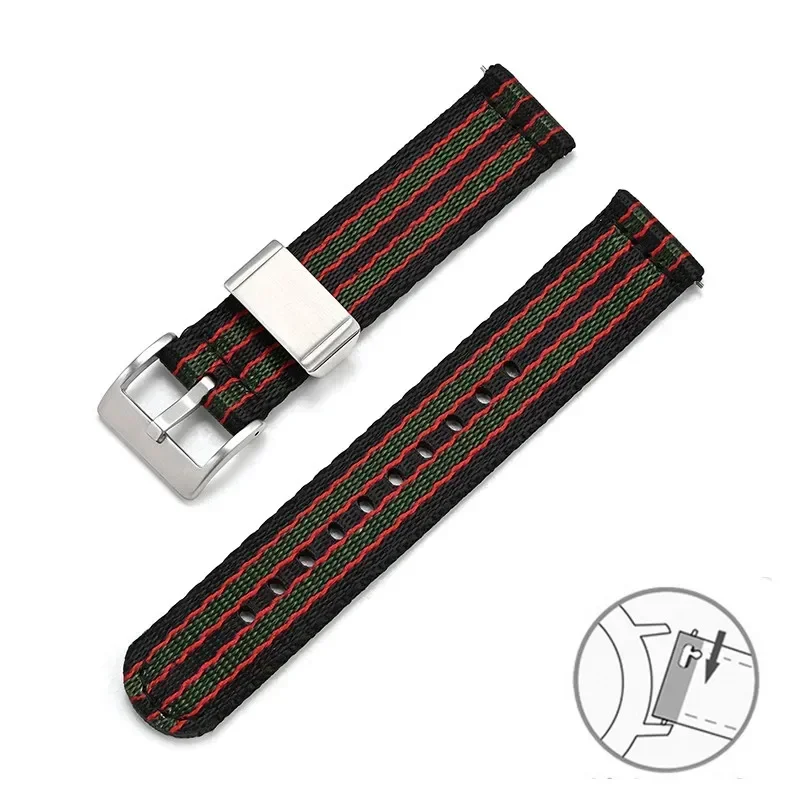 Premium Thick Canvas Nylon Quick Release Watch Strap - Army Style Unisex Accessory