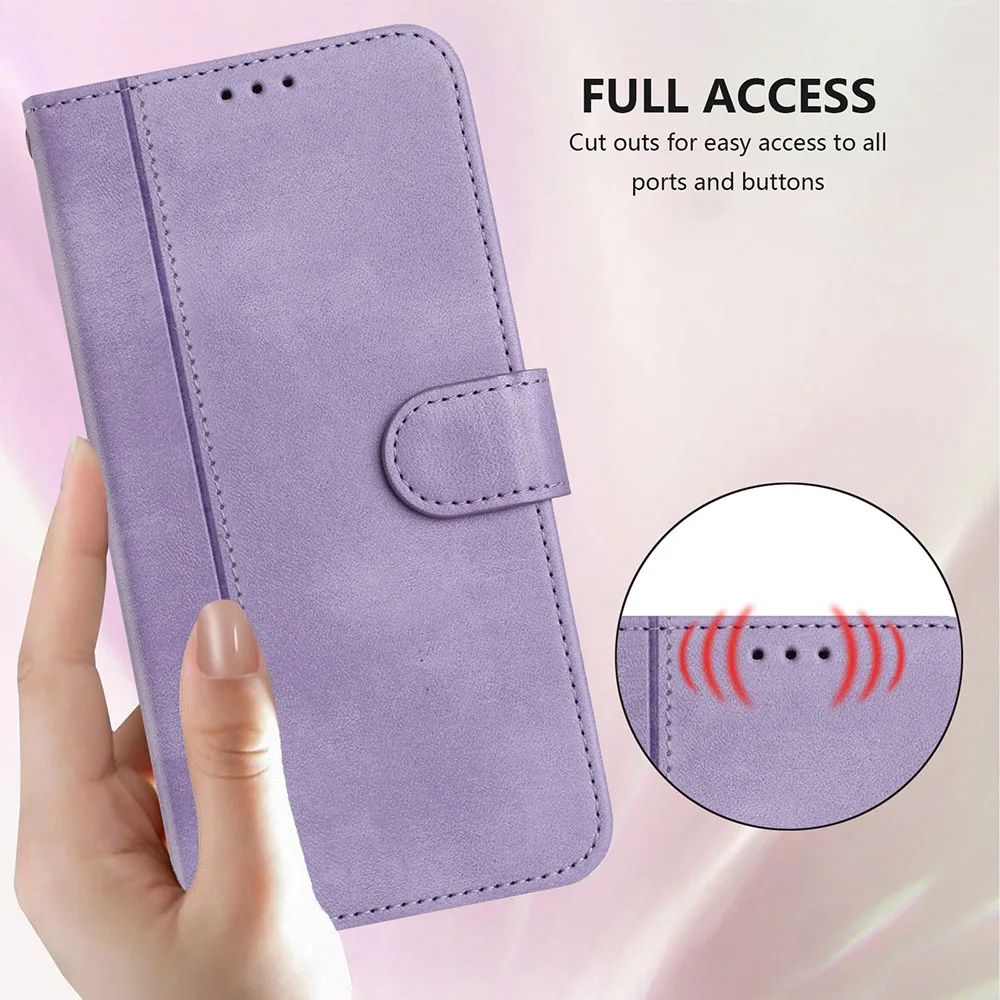 Vintage Leather Flip Wallet Phone Case - Elegant Back Cover Design