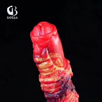 GEEBA Soft Long Silicone Dildo With Powerful Suction Cup Octopus Tentacle Texture Big Penis  Flexible Anal Toys Gay Sex Shop 4