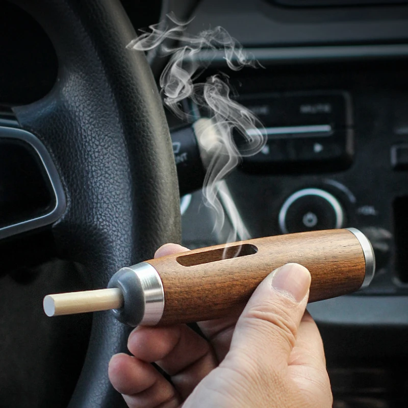 Portable Ashtray Dust-free Smoking Wooden Car Smoke Cigarette Mini Filter Walnut Ash Collector Cigar Storage Box Accessories portable ashtray,cigarettes ashtray,wood ashtray
