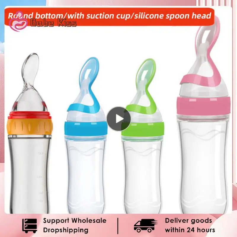 

Baby Squeezing Feeding Bottle Spoon Silicone Newborn Baby Training Rice Spoon Infant Cereal Food Supplement Feeder Tableware